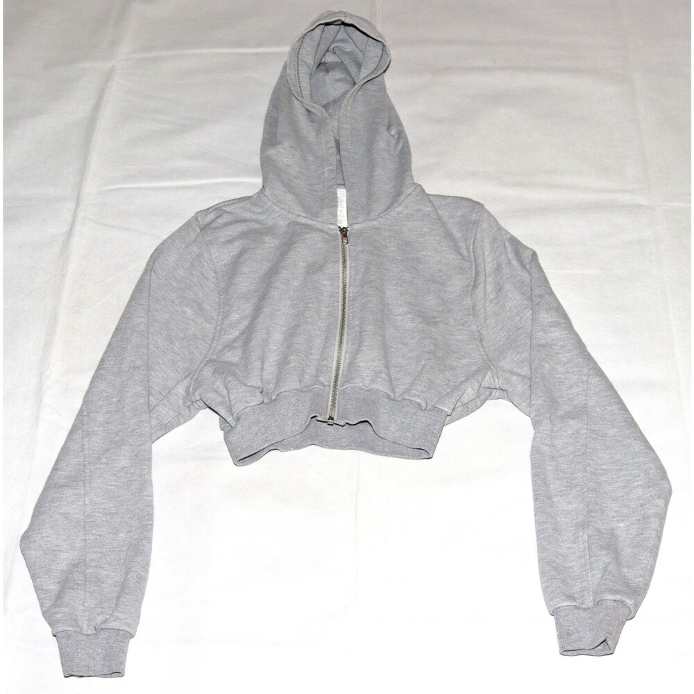 Alo Yoga Sweet Escape Zip Up Hoodie Cropped Grey Heathered Athleisure Size XS